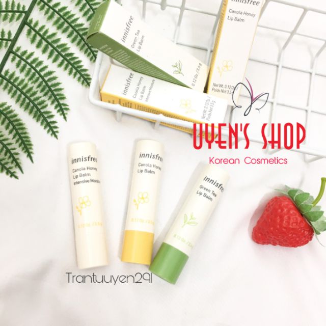 Son dưỡng mật ong/ trà xanh Innisfree Canola Honey/ Green Tea Lip Balm