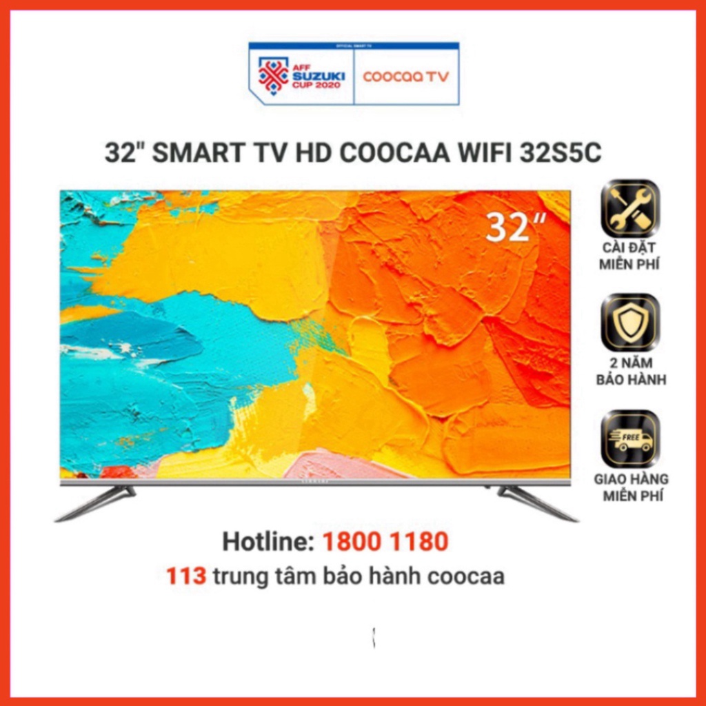 Smart TV HD Coocaa 32 inch Wifi - Tràn viền - Model 32S5C - Miễn phí lắp đặt