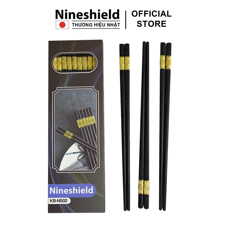 Hộp 10 đôi đũa mạ vàng Nineshield NS02 [Mã BMLTB200 giảm đến 100K đơn 499K]