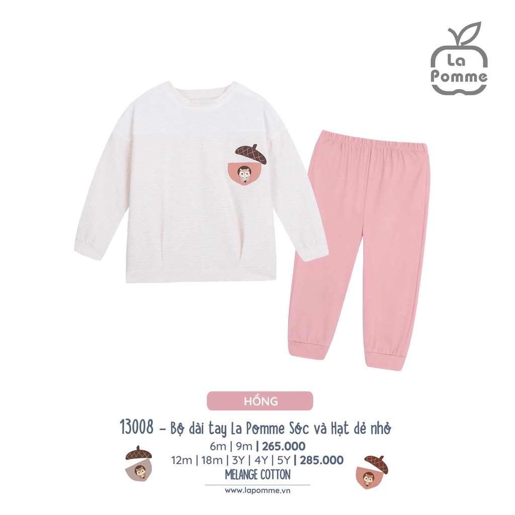 Bộ dài tay La Pomme Sóc và hạt dẻ nhỏ dành cho bé gái mềm mại dễ thương
