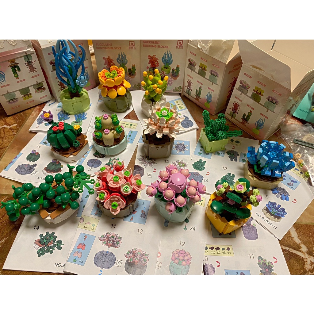 Lego lắp ráp Chậu Sen Đá, Xương rồng.