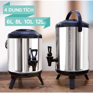 Bình Ủ Trà Sữa 3 Lớp Giữ Nhiệt Inox 6L, 8L, 10L, 12L Chất Lượng Cao