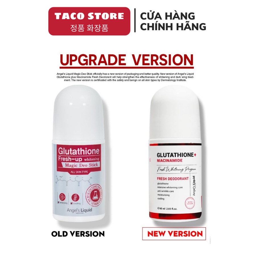 Lăn Nách Mờ Thâm Dưỡng Trắng Angel Liquid Glutathione plus Niacinamide Fresh Deodorant 60ml