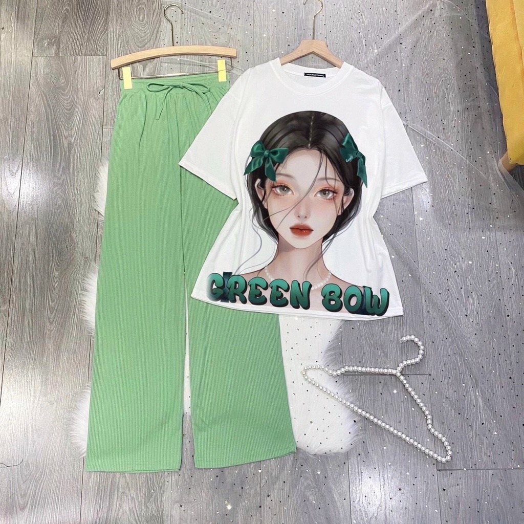 Set đồ nữ quần dài THUN GÂN TĂM ❤️ Đồ bộ hoạt hình form rộng Freesize Molly Fashion