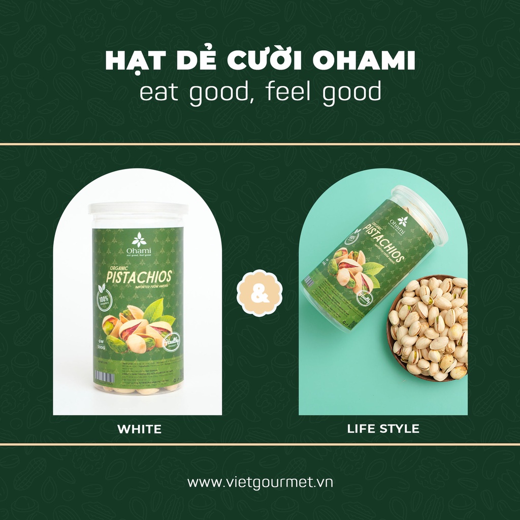 Hạt dẻ cười rang muối Vietgourmet nhập khẩu MỸ, hạt dinh dưỡng cao cấp, đồ ăn vặt healthy