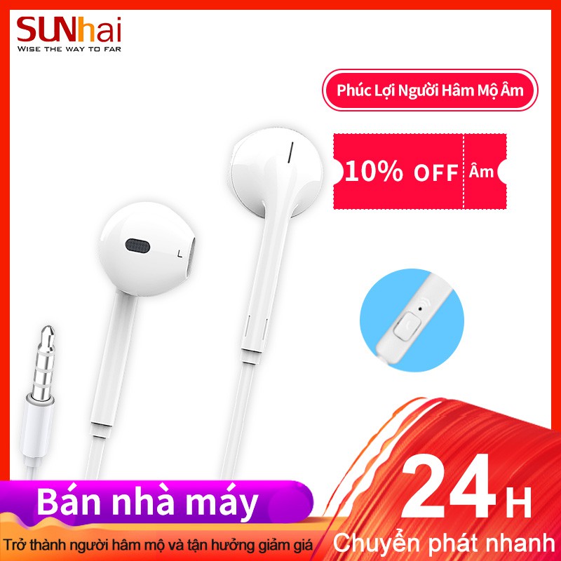 Tai nghe nhét trong có dây 3.5mm loa siêu trầm phong cách thể thao cho Samsung Oppo Xiaomi iPhone