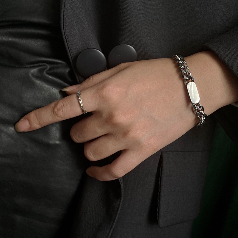 Vòng Tay Dây Xích Bằng Titan Thiết Kế Đơn Giản Phong Cách Hip Hop Thời Trang Cho Cặp Đôi