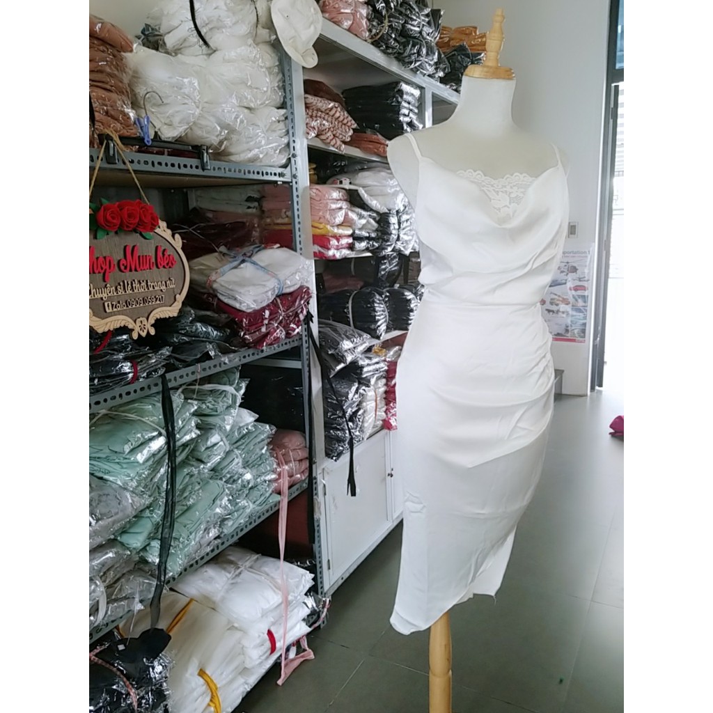 (VIDEO+HÌNH THẬT) Váy Đầm 2 Dây Cổ Đổ Phối Ren Sang Trọng Thời Trang Công Sở Dạo Phố Dự Tiệc Hàng Cao Cấp | BigBuy360 - bigbuy360.vn