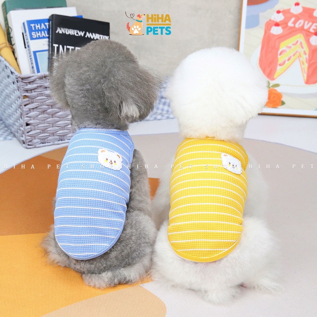 Áo Thun Cho Chó Mèo Vải Cotton Mát Mẻ Quần Áo Thú Cưng Ba Lỗ Mùa Hè Dễ Thương Hihapet.