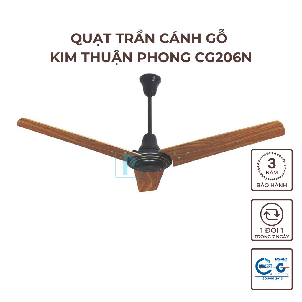 Quạt trần cánh gỗ Kim Thuận Phong CG206N sải cánh đường kính 1.400mm
