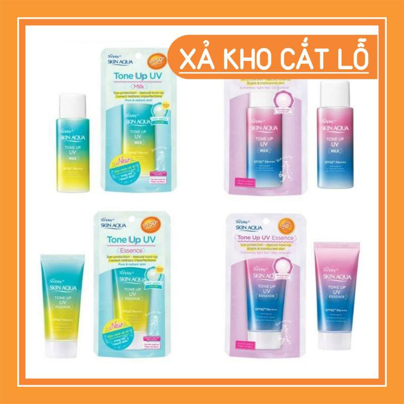 Kem Chống Nắng Dưỡng Ẩm, Nâng Tông Sunplay Skin Aqua Tone Up UV Essence/Milk SPF50+ PA++++ Việ