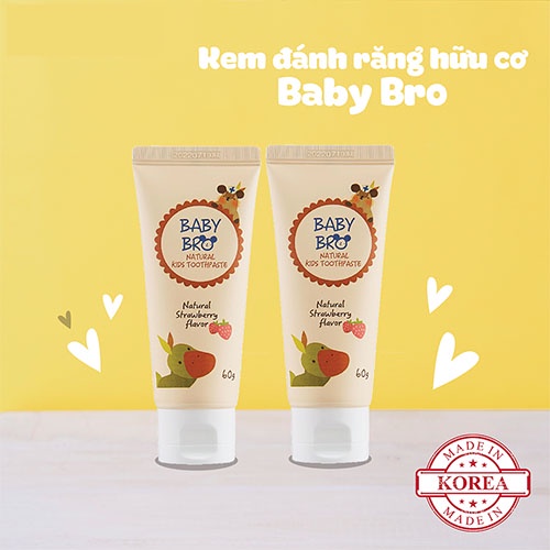 Kem Đánh Răng Hương Dâu | Vị Trái Cây Baby Bro Cho Bé 60g (Bé Nuốt Được)