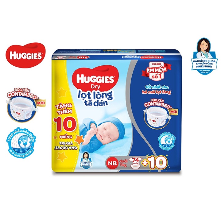 Tã dán sơ sinh Huggies NB74/ S56/ S80