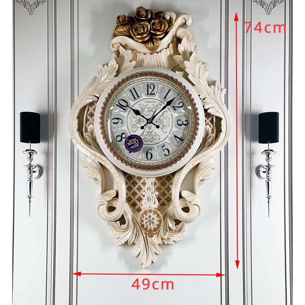 Đồng hồ treo tường TÂN CỔ ĐIỂN quả lắc màu trắng sữa điểm nâu tiêu chuẩn Châu Âu - DH17