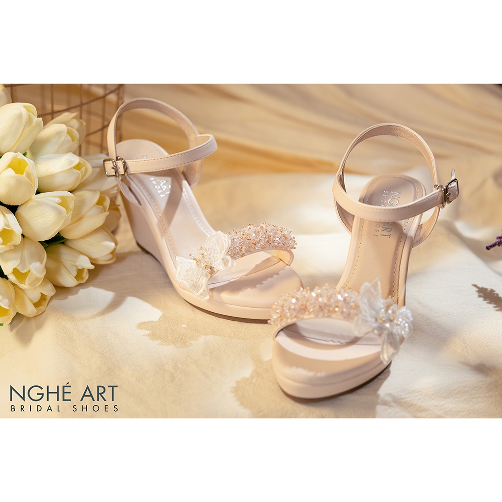 Giày cô dâu Nghé Art đế xuồng 387 nude