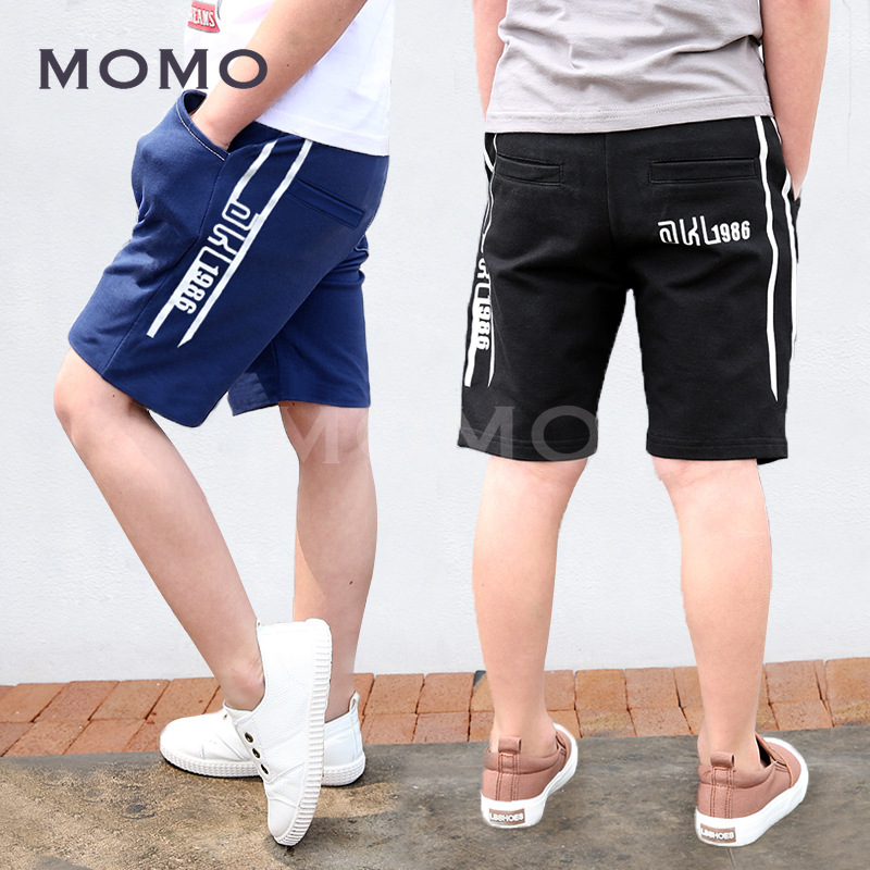 Quần Short Thể Thao Vải Cotton In Chữ Cá Tính Cho Bé Trai 7-11 Tuổi