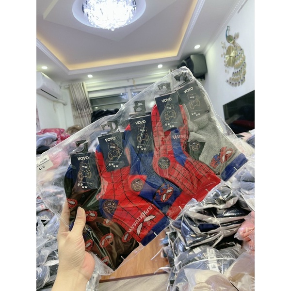 SP000908 Tất len spiderman, batman, superman siêu xinh set 5 đôi tất siêu nhân người nhện cho bé trai 1-12T