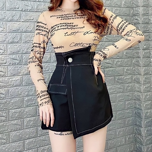 Chân Váy Da,Quần Giả Váy Đắp Chéo Chỉ Nổi Hình Thật Trải Sàn | BigBuy360 - bigbuy360.vn