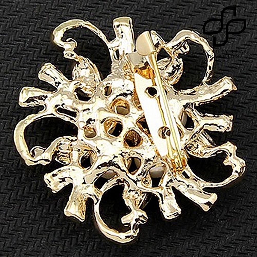 【NEW】Flower Brooch Pin Rhinestone Crystal Faux Pearl Bouquet Bridal Wedding Jewelry