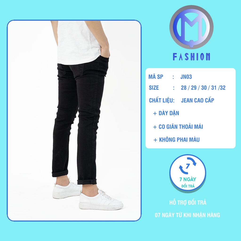 Quần jean nam đen trơn ôm co giãn cao cấp ống côn M Fashion DN03