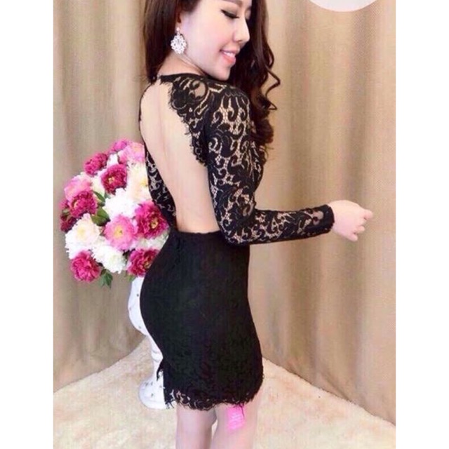 👗Đầm body phối ren hở lưng