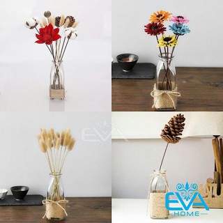 Bình cắm hoa vuông 350ml trang trí dercor có tặng dây gai 2 mét