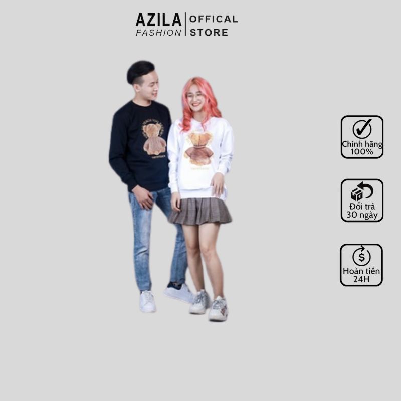 Áo nỉ dài tay AZILA chất liêu Poly in hình gấu TEDDY co dãn mềm mịn TD46