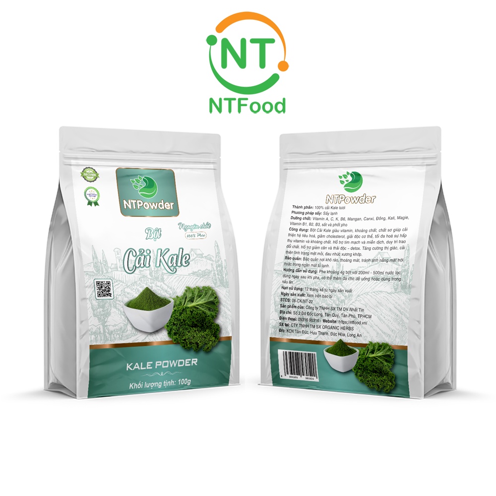 Bột cải xoăn Kale sấy lạnh nguyên chất NTPowder 100Gr - Nhất Tín Food