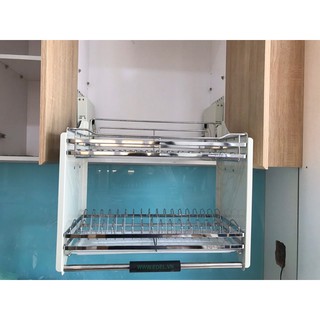 KỆ ÚP BÁT ĐĨA NÂNG HẠ INOX304, BẢO HÀNH 1 NĂM