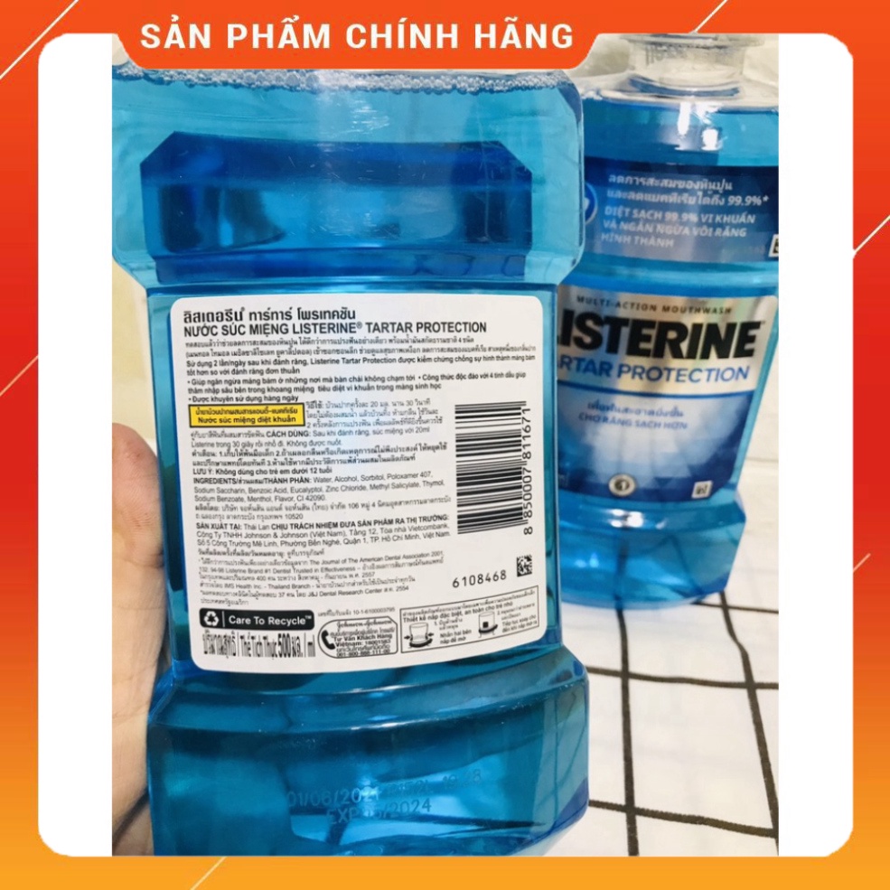 (250ML, 500ML-750ML) Nước súc miệng ngăn ngừa mảng bám Listerine Tarta