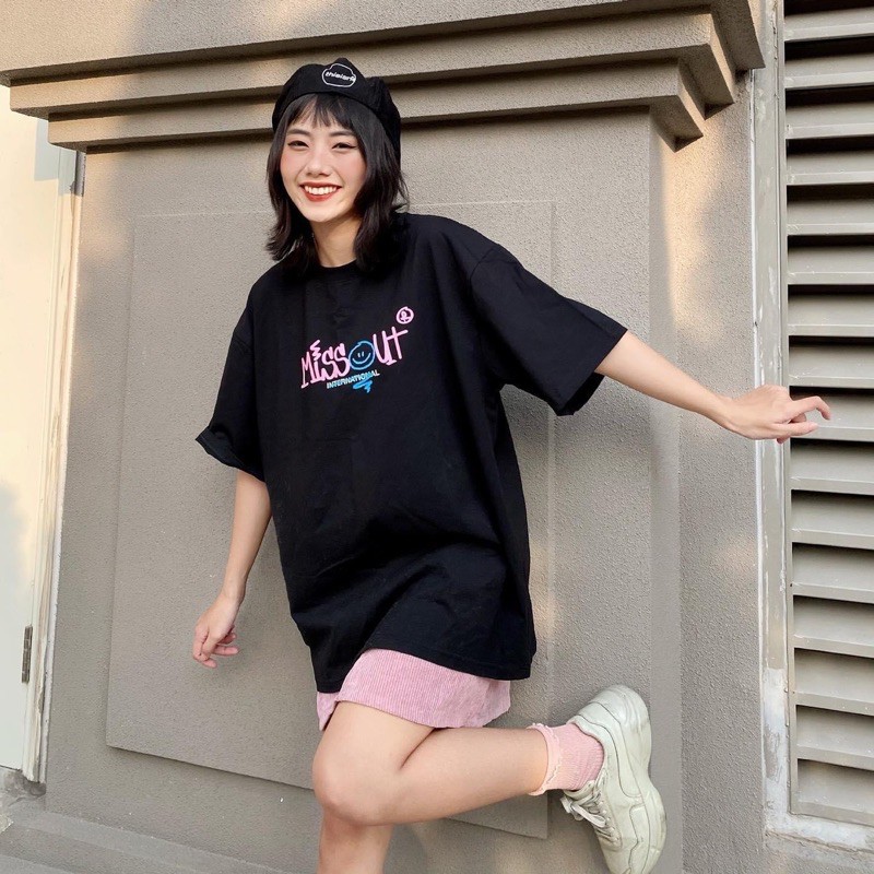 [LOCAL BRAND] Áo thun Missout logo mặt cười tay lỡ form rộng vải Cotton - Thời trang nam nữ Unisex Streetwear