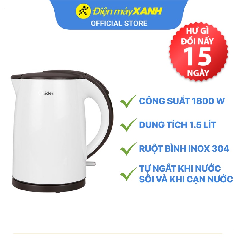 [Mã ELHADEV giảm 4% đơn 300K] Bình siêu tốc Midea 1.5 lít MK-15D