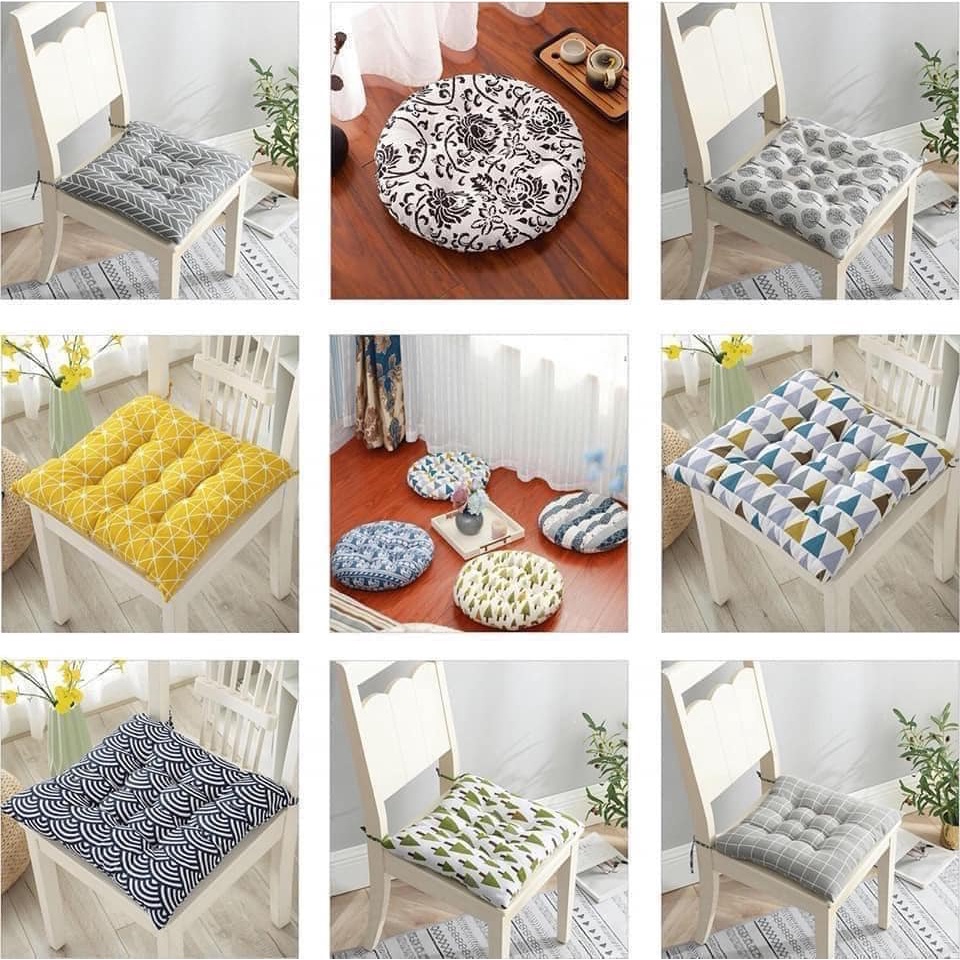 Đệm ngồi bệt tròn , nệm lót ghế vuông ngồi bàn trà kiểu nhật bông trắng cực êm (40x40cm)