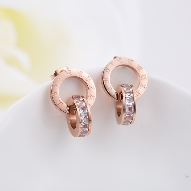 Bông Tai Bằng Thép Không Gỉ 316L Đính Đá Zircon Thời Trang Dành Cho Nữ