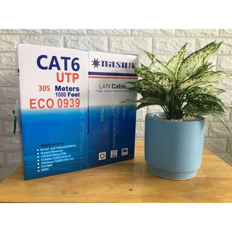 Dây mạng UTP Cat6 Nasun ECO 0939 (Loại kinh tế, Hàng chuẩn 305m)-Đường kính lõi 0.53mmCCA