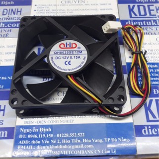 quạt hút, quạt tản nhiệt DC brushless fan 12VDC 8025 8x8x2.5cm cạnh 8cm kde4596