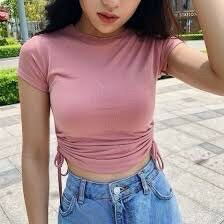 ÁO THUN NỮ, rút dây 2 bên chất vải thun thái, phom từ 38-53 ký vừa đẹp và rẻ ..