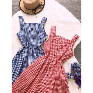 [ Hỗ trợ 10k đơn 20k ]  Đầm caro đuôi cá xếp ly - cherrystore1996