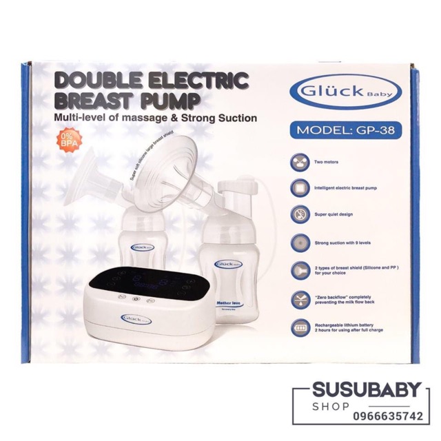 Máy hút sữa điện đôi gluck baby Gp38 Plus - mẫu mới