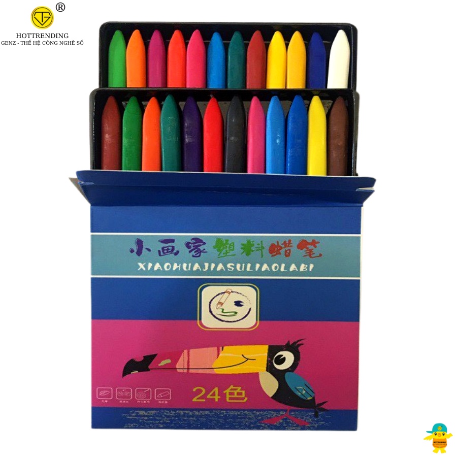 Sáp màu hữu cơ - Bút màu hữu cơ 24 màu cho bé tập tô,tập vẽ không dính tay