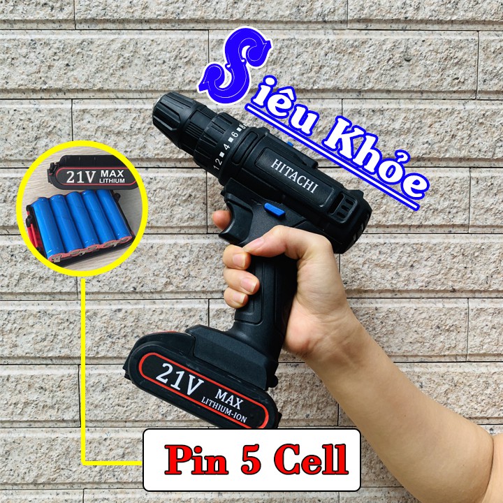 Khoan Pin Hitachi 21v Tặng 2 Mũi Bắt Vít