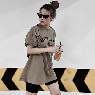 Áo phông tay lỡ dáng rộng túi rip in chữ đơn giản phông hot miêu vintage