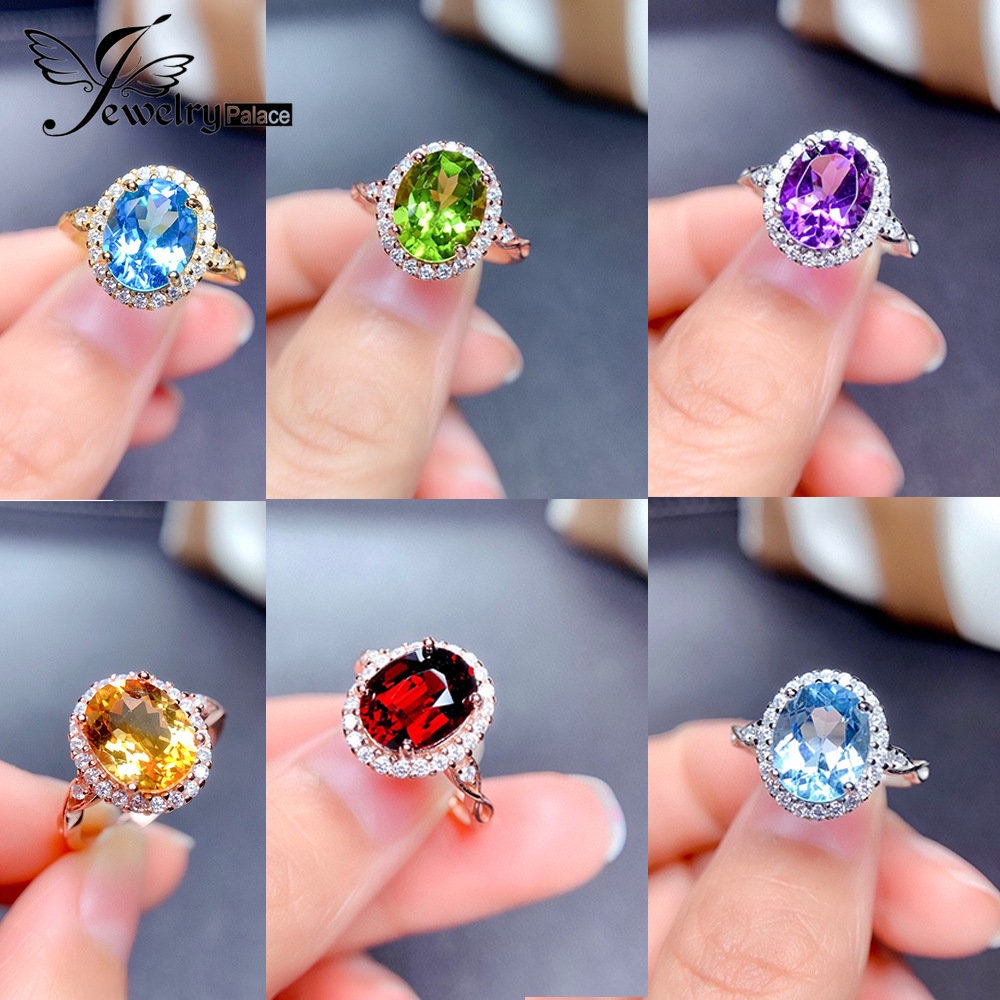 Nhẫn Bạc 925 Đính Đá Topaz Thạch Anh Tím Tự Nhiên Dành Cho Nữ