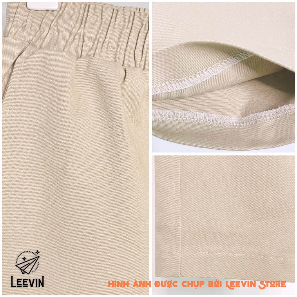 Quần Kaki Nam Nữ Ống Suông Basic Unisex - Kiểu quần baggy nam ống rộng màu đen và be Leevin Store