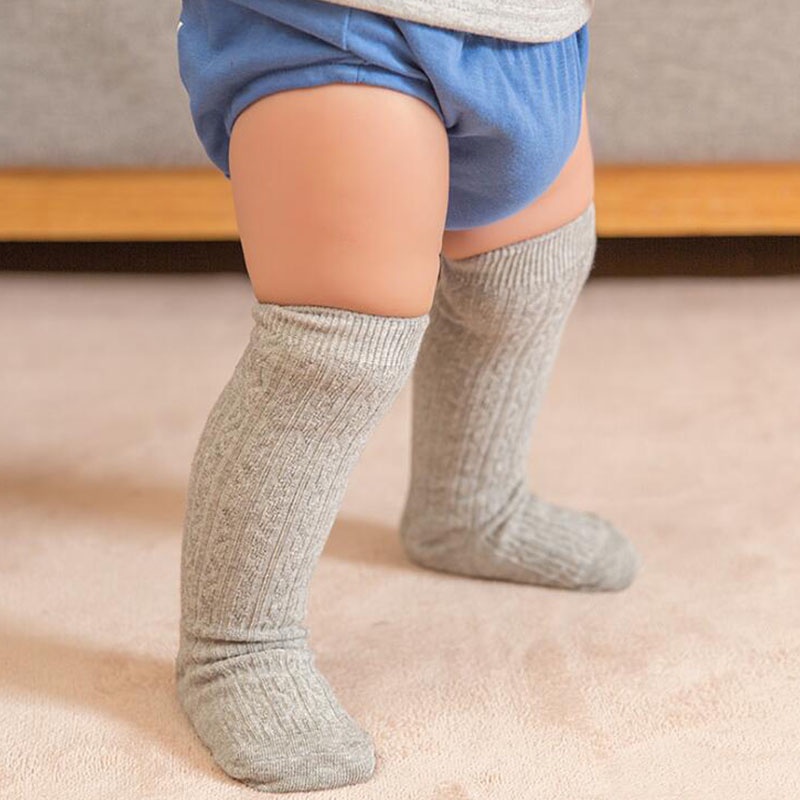 Vớ cotton cổ cao qua đầu gối màu trơn thời trang đơn giản dành cho bé 1-3 tuổi