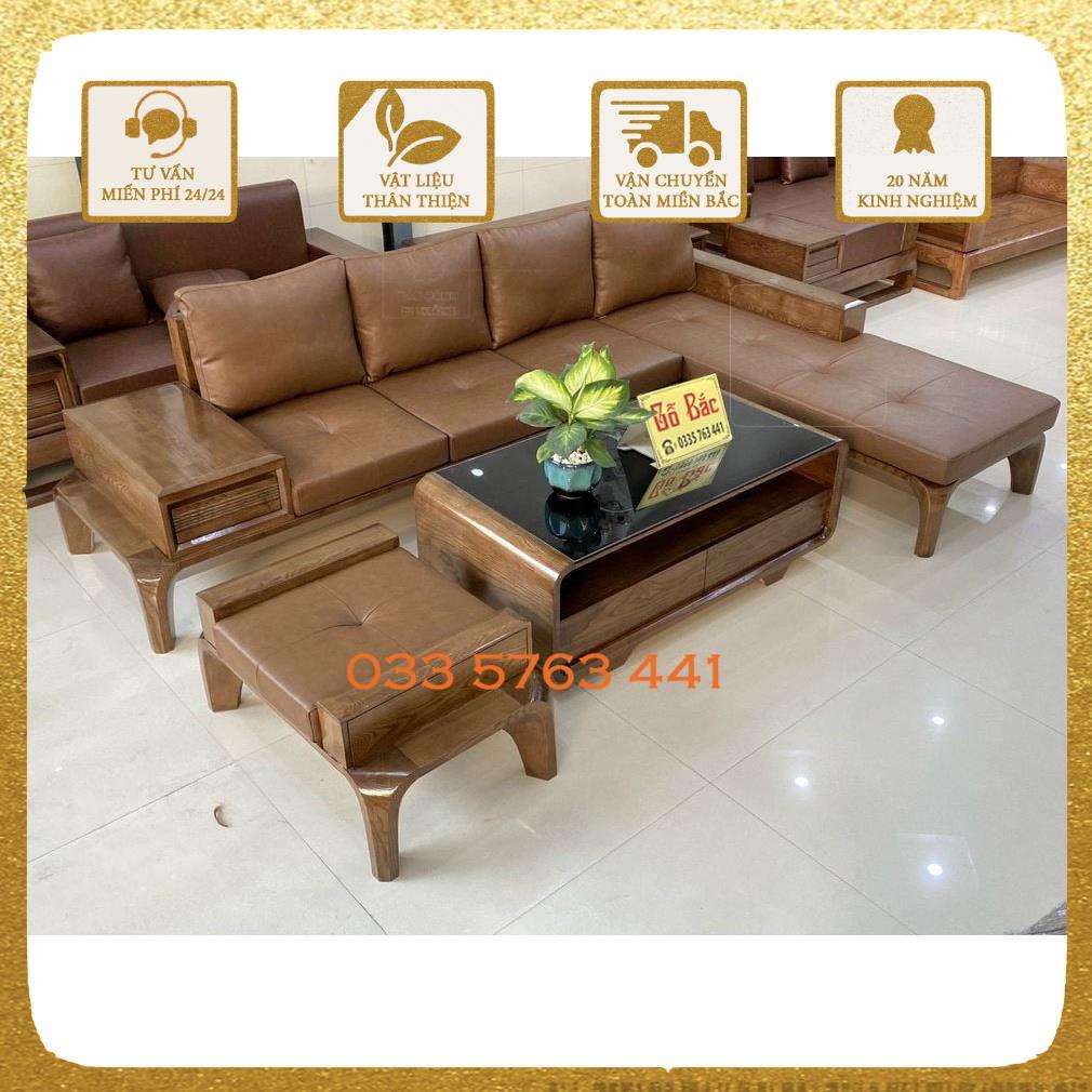 Ghế sofa chân huơu kiểu dáng góc L kích thước 2m7x1m8 gỗ sồi nga 100% kiểu dáng sang trọng