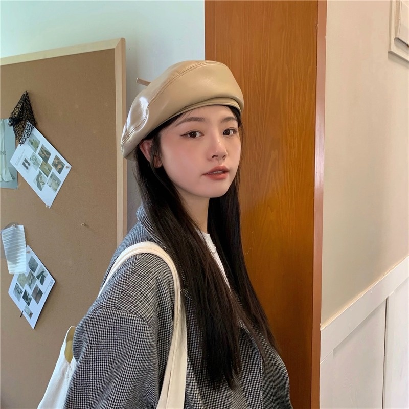 Mũ Beret Da Phong Cách Thời Trang Thu Đông Hàn Quốc Dành Cho Nữ