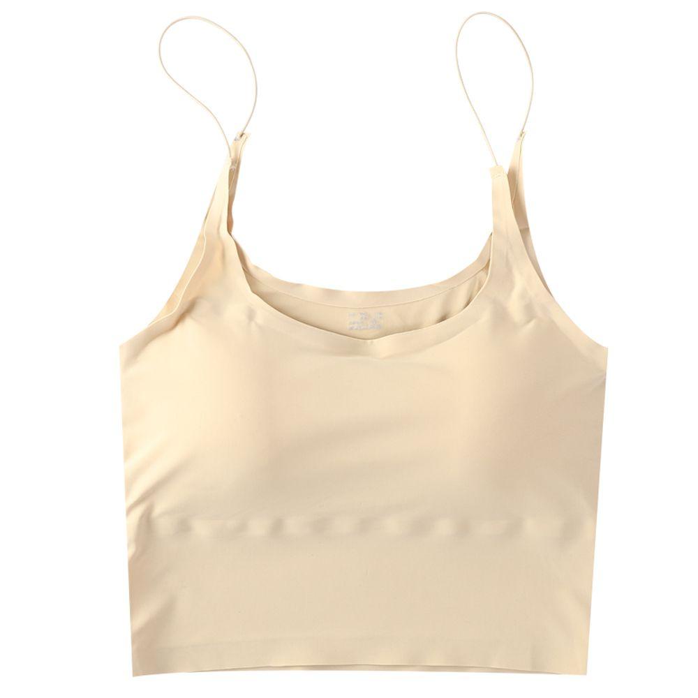 Áo Lót Thể Thao Hai Dây Mỏng Màu Trơn Có Đệm Ngực Thời Trang Cho Nữ