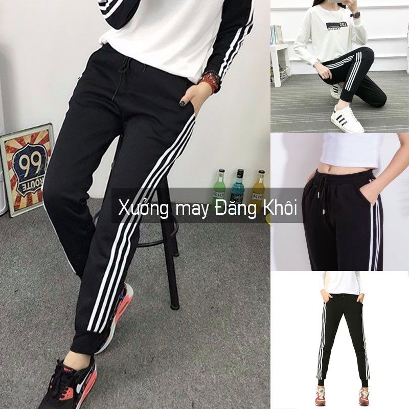 Quần Jogger Thể Thao Nữ, Quần 3 Sọc Nữ Bo Gấu Siêu Hot J321