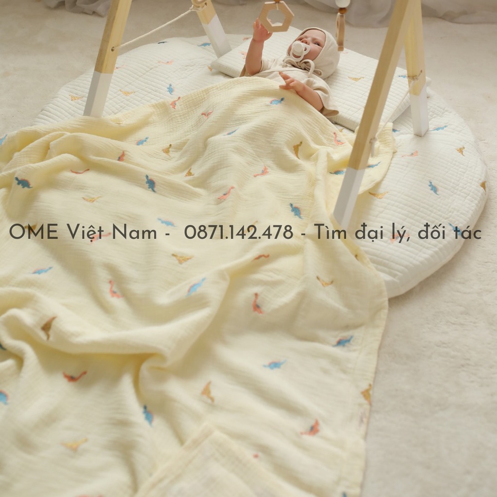 Set chăn gối đa năng - gối rãnh thoáng, chăn 4 mùa vải xô muslin chính hãng OME x Sishi